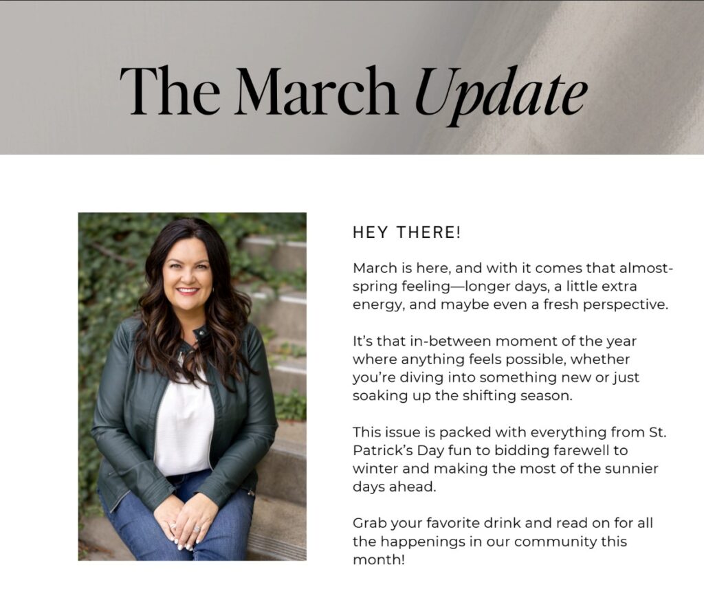 March 2025 newsletter for North Idaho by best realtor Janna McRoy