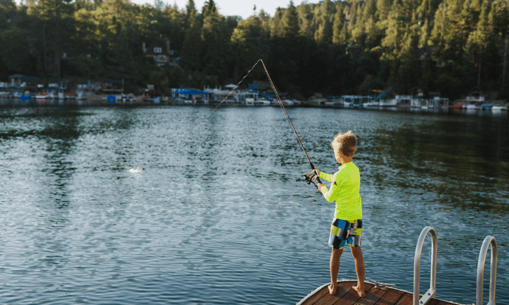 kid fishing at falls park