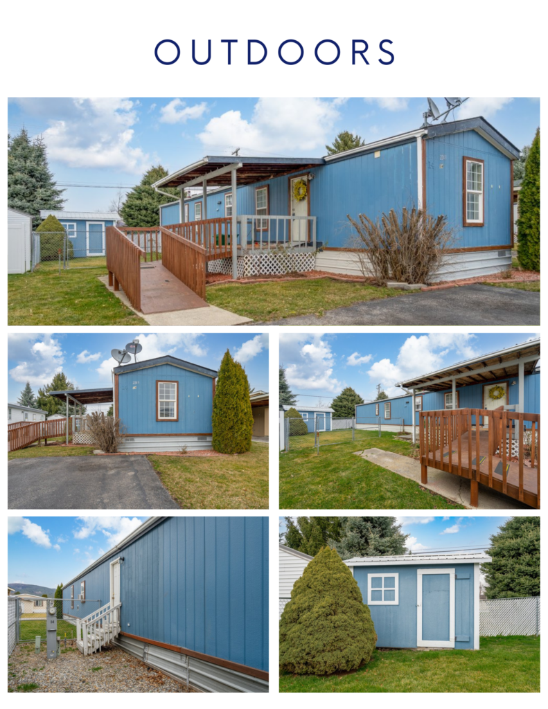 outdoors of this affordable manufactured home in Post Falls, ID